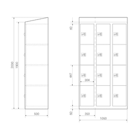 Schließfach-Schrank,12 Fächer,G643-0-R5012-L1 2
