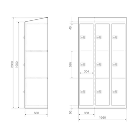 *AKTION* Schließfach-Schrank, Stahl Spind, 9 Fächer 2