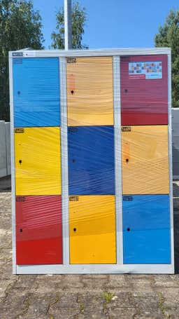 Schließfach-Schrank, Stahl Spind, 9 Fächer, G633-0-Dbunt-L1 1