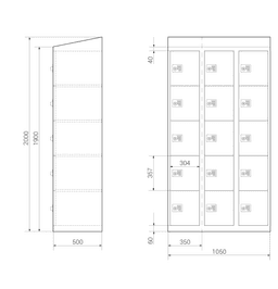 Schließfach-Schrank,15 Fächer,G853-0-D0003-V1L Schließsystem mgl. 2
